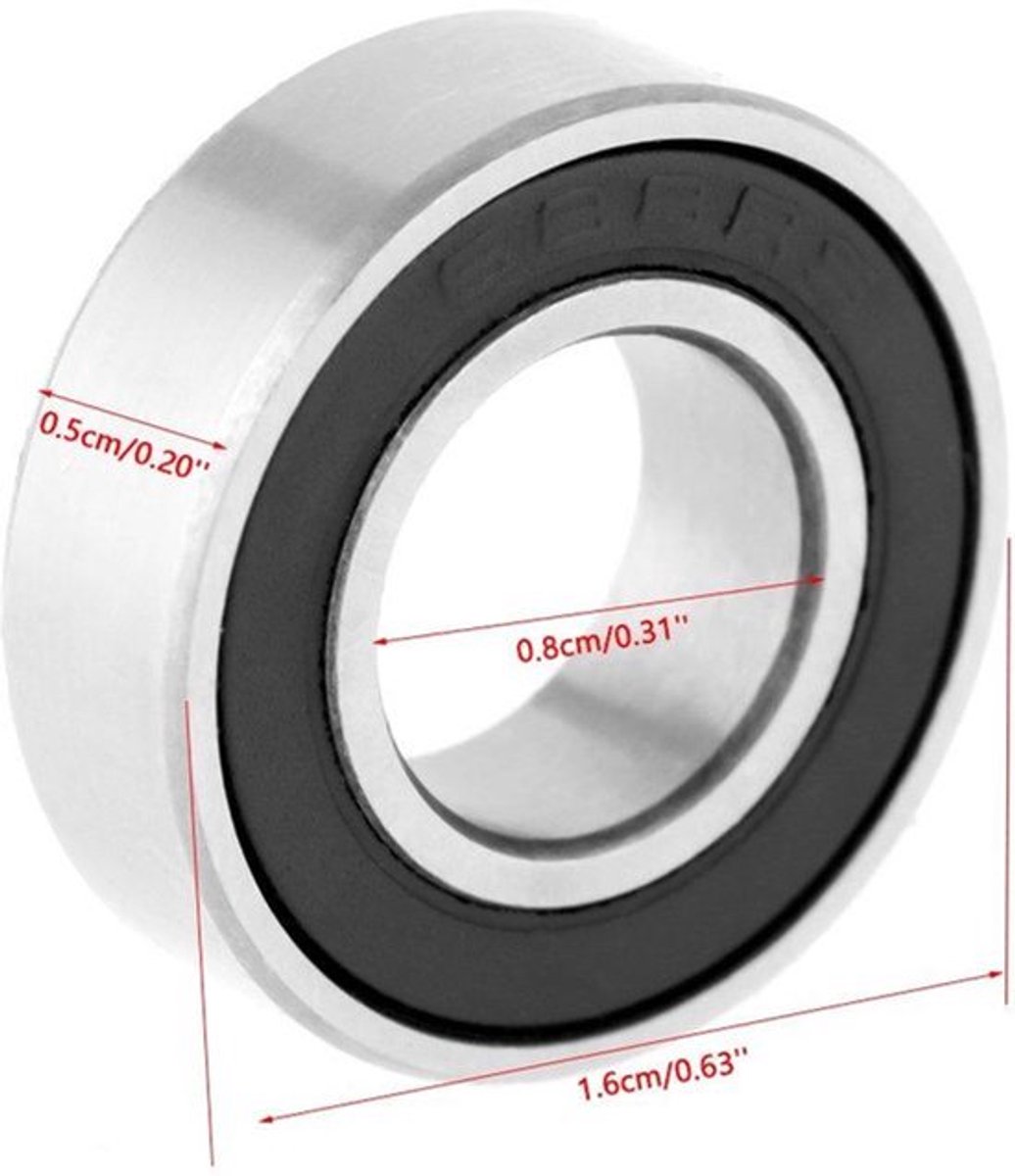 Rubberen afdichtingen voor stalen diepe groef kogellagers 688-2RS 8 * 16 * 5 mm - 10 stuks