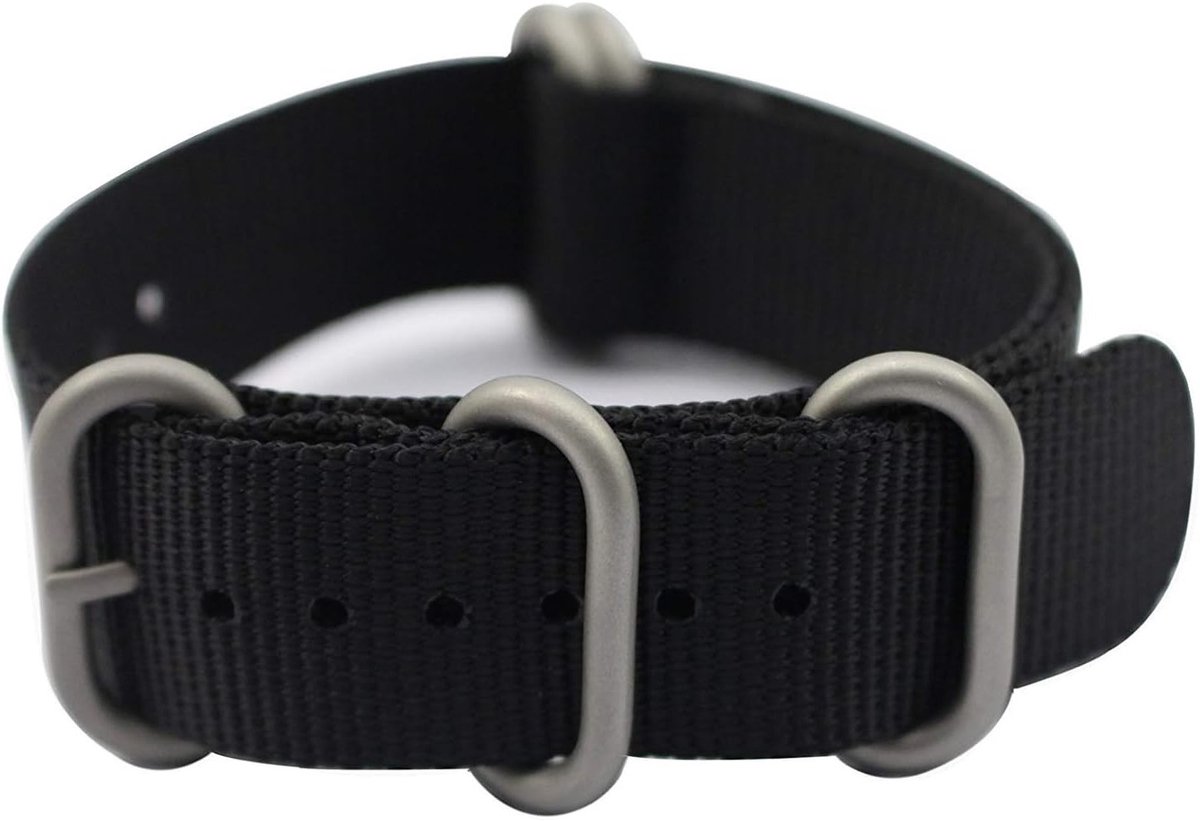 Zwarte 18mm Nato Horlogeband met Stevige Gesp voor Diverse Smartwatches en Traditionele Horloges, Duurzaam Nylon, Comfortabel en Stijlvol