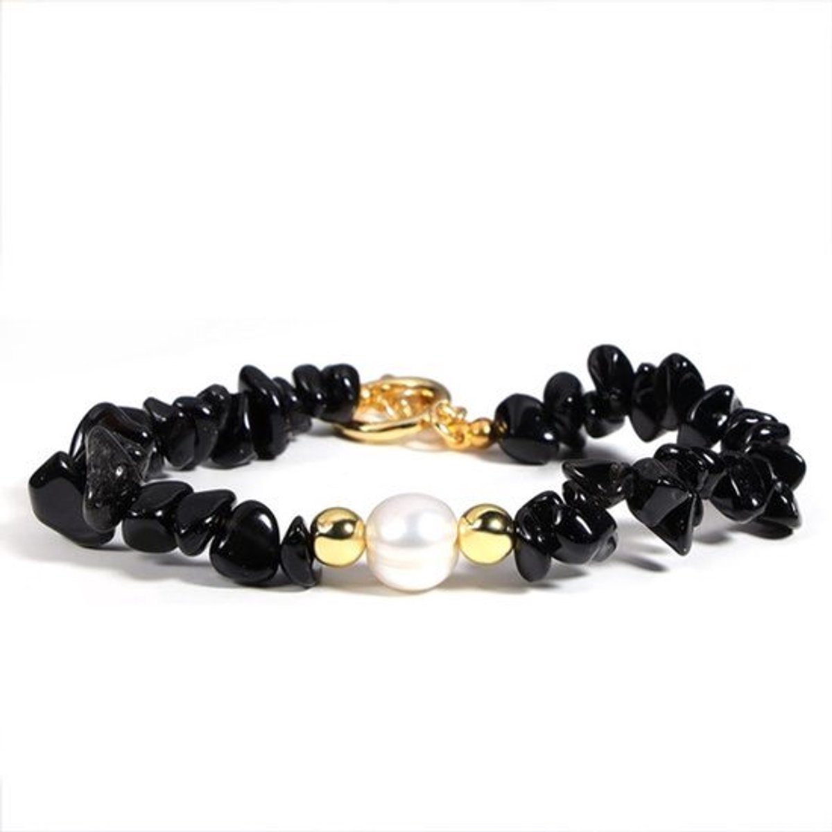 Natuurlijke Edelsteen Splinterarmband met Echte Parels - Dames Armband van Kristallen