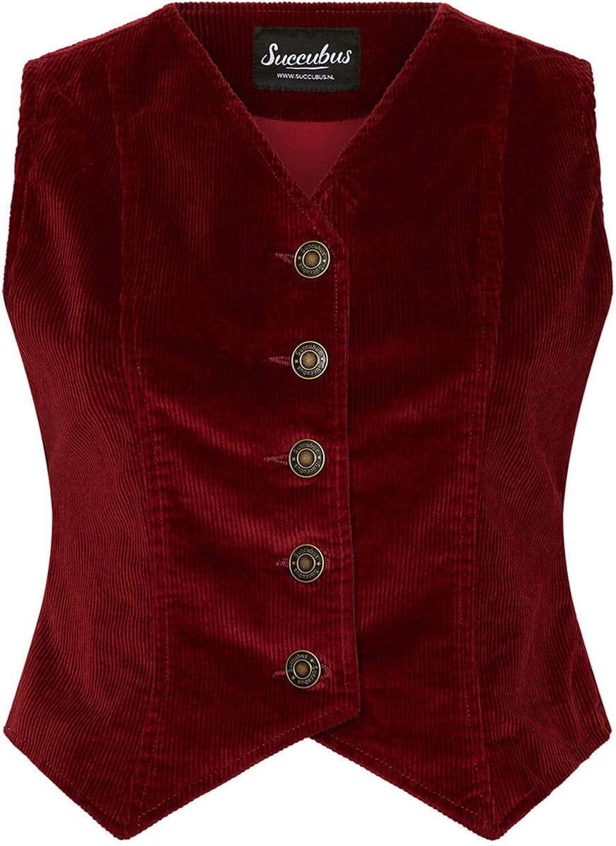 Succubus Clothing Pam Corduroy Gilet Burgundy