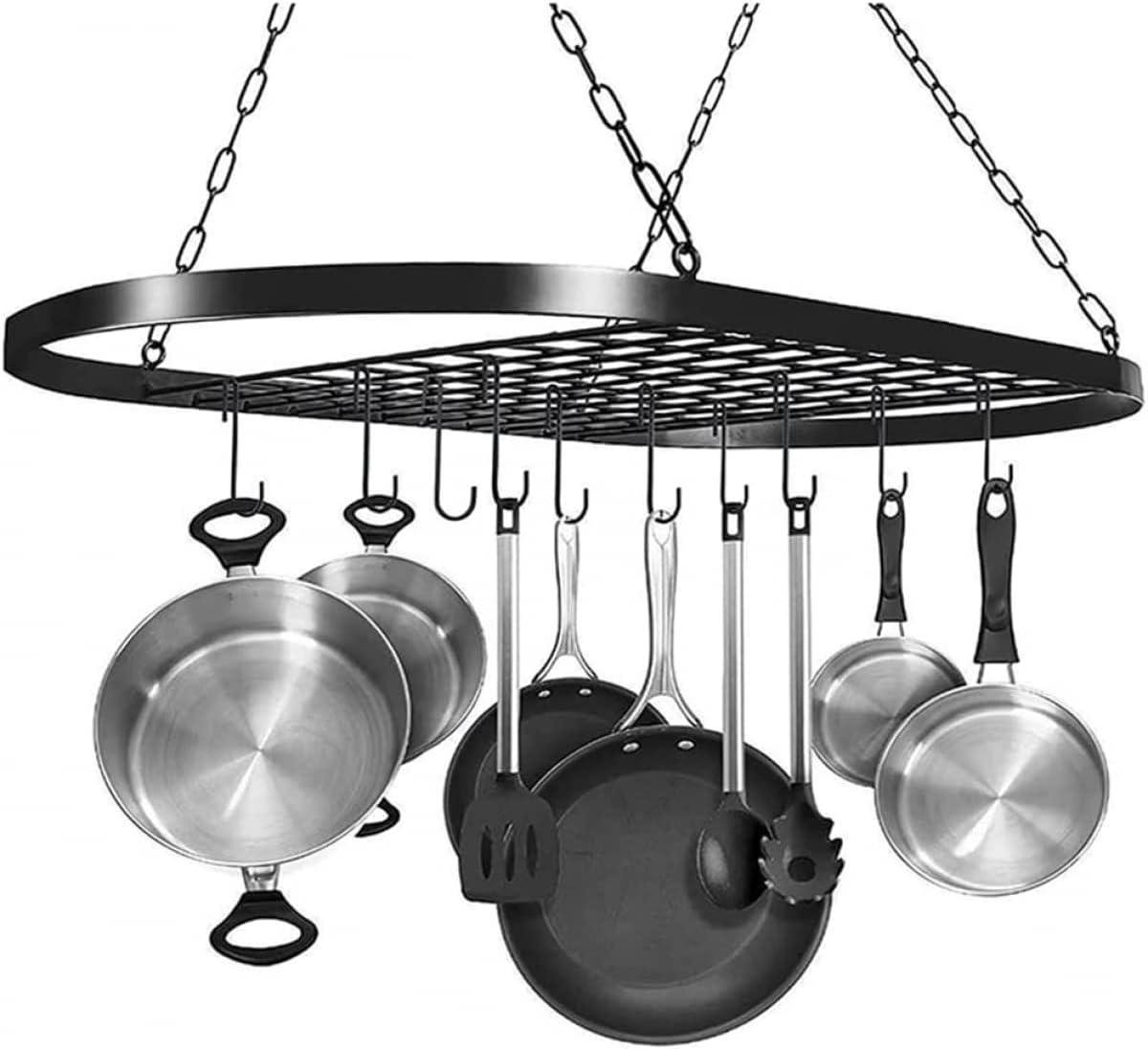 Pannenrek - Kookgerei Organizer - Keuken Opbergen - Zwaar Metalen Frame - 60x30cm - Zwart