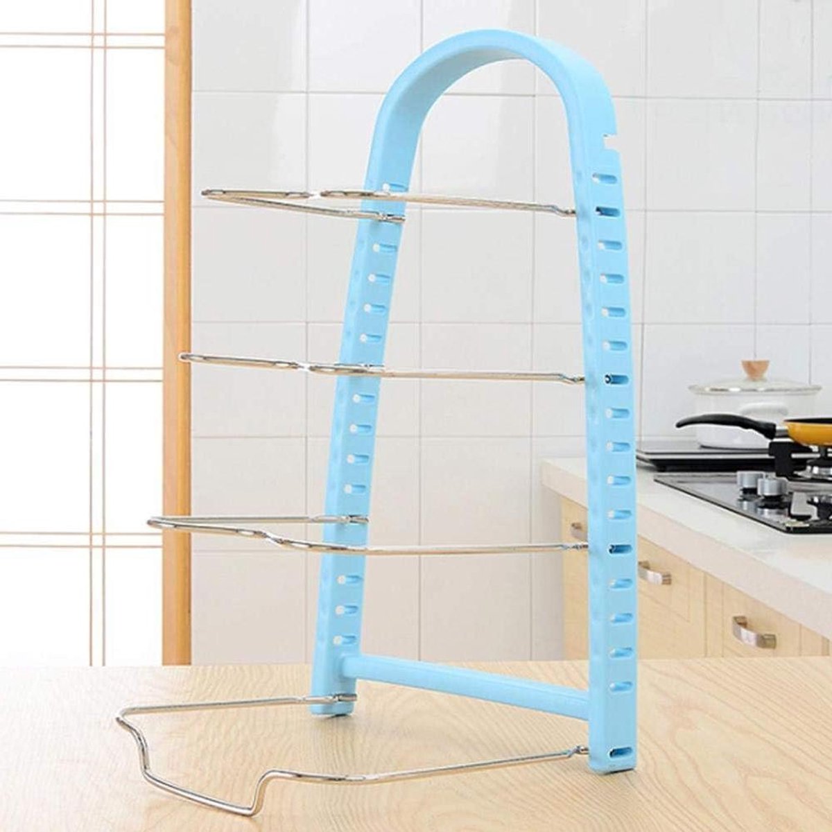 Pan Organizer - Kookgerei Houder - Keuken Opruimen - Multilaags Ontwerp - 25x30x45 cm - Blauw