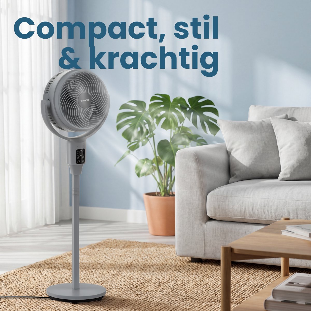 Auronic Statiefventilator - 2-in-1 tafel/vloer met timer