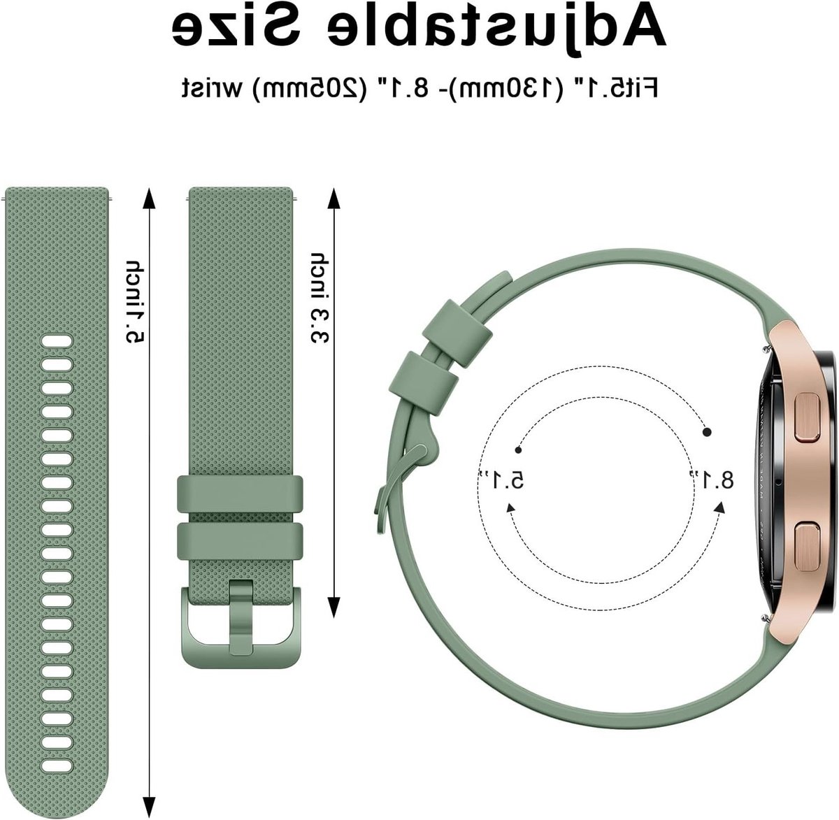 Set van 2 siliconen horlogebandjes voor dames en heren, 20mm en 22mm, vervangbare armbanden voor horloges