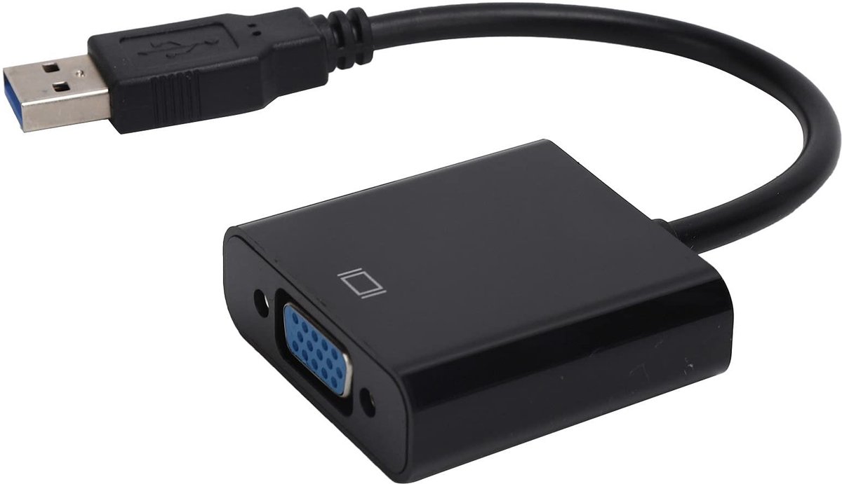 Elzusha - USB naar VGA-adapter - USB 3.0 - Geen externe voeding nodig - Compact formaat - Ondersteunt 1080p - Geschikt voor laptops en Chromebooks