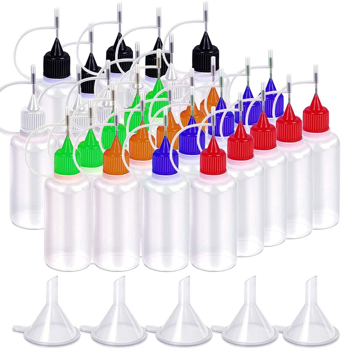 By shayne - Naaldtip Lijmfles - Druppelflesjes - Precisietip Applicatorfles - 30st - Kleurtips voor Doe-Het-Zelf - Handwerk - Quilling
