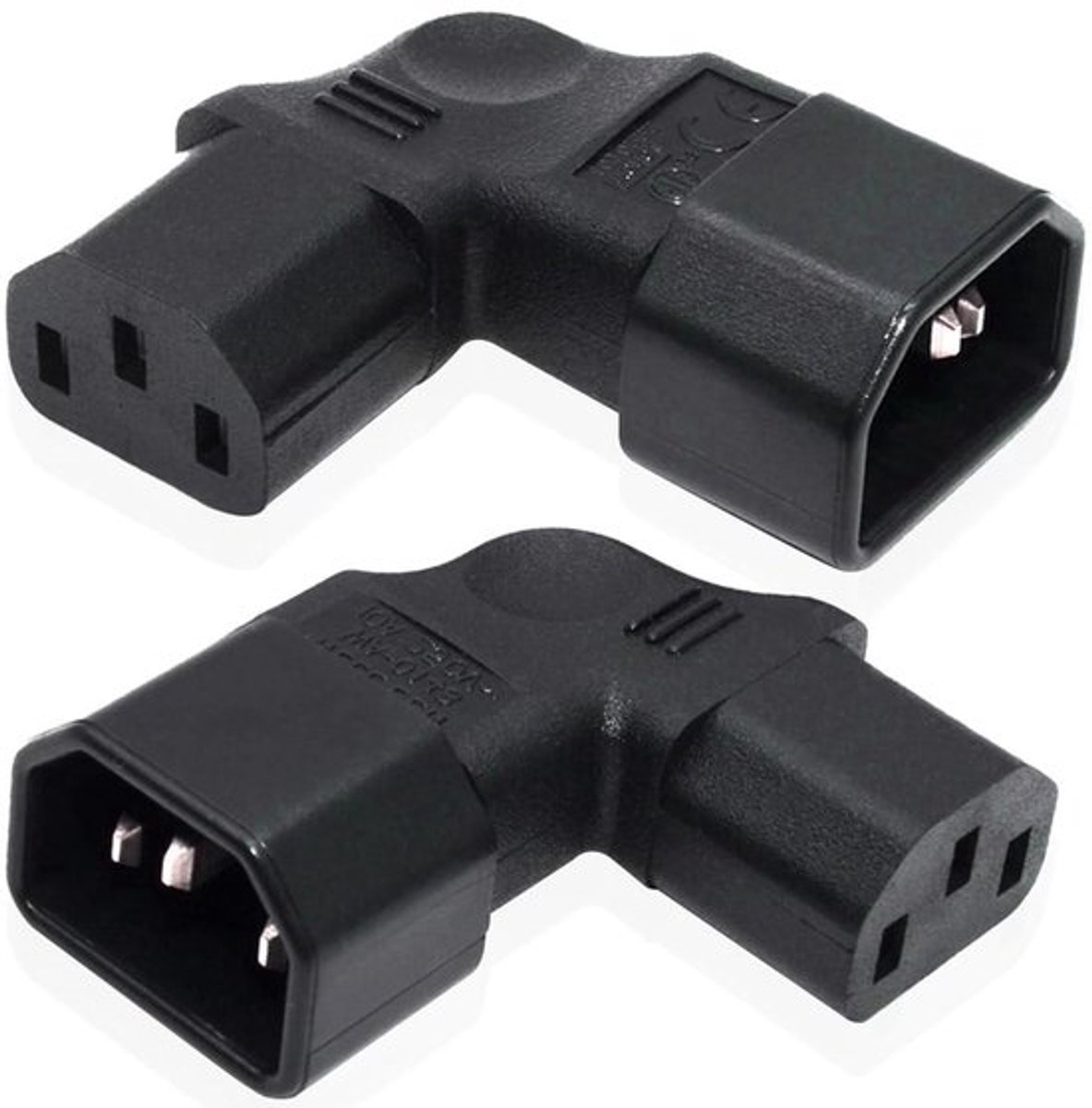 IEC C14 naar C13 Netadapter - 90 graden hoek - 2 stuks