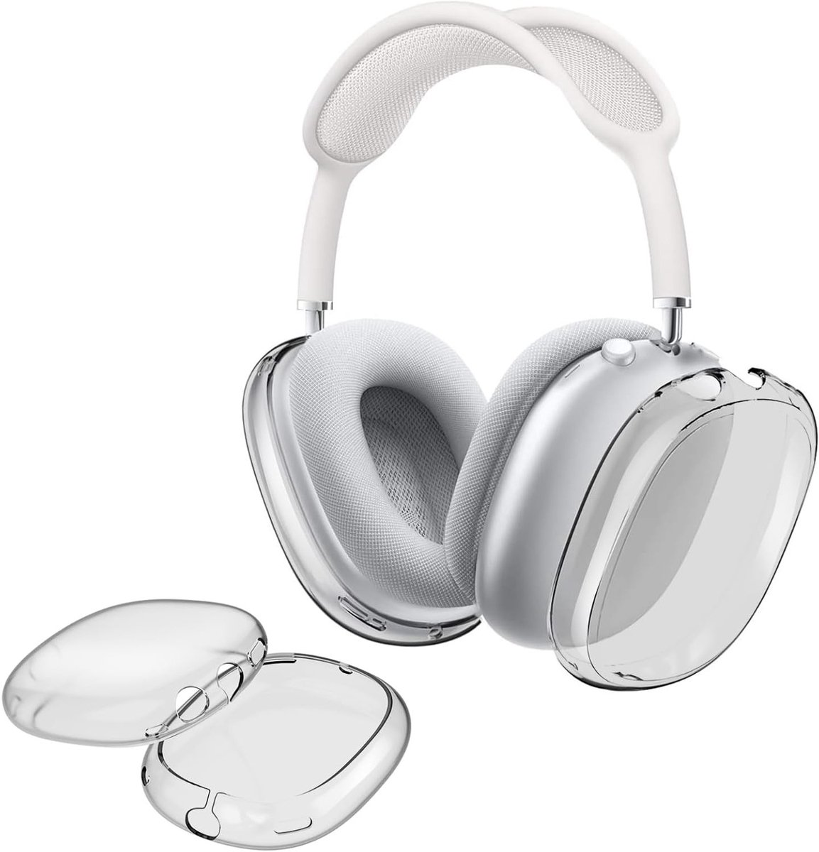 Zachte Silicone Hoes voor AirPods Max, Transparant en Ultra Dun, Schokbestendig, Stof- en Krassenbestendig, Wasbaar en Duurzaam, Grijs