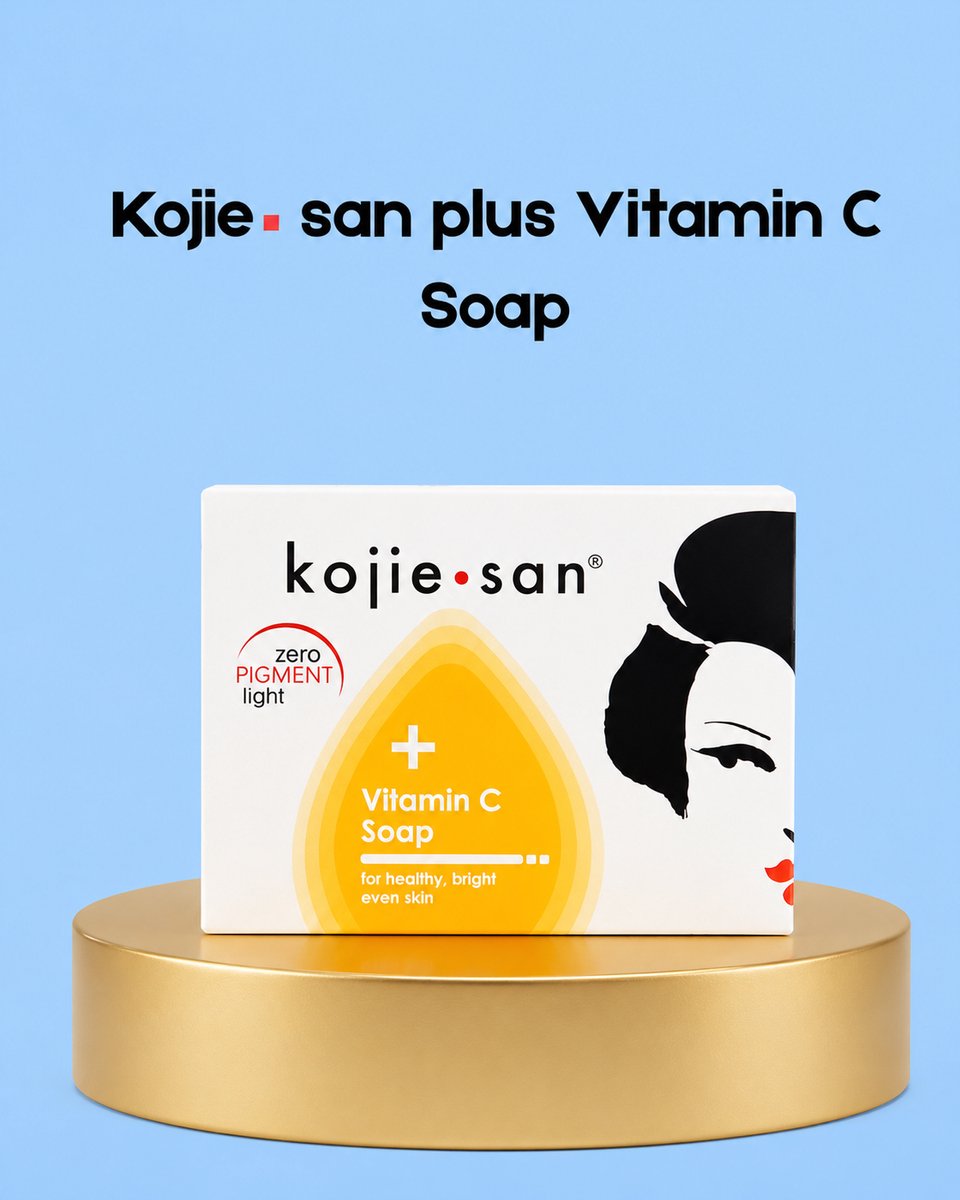 Kojie San Plus Vitamin C Soap – Verhelderende & Antioxidante Zeep met Vitamine C – Helpt Donkere Vlekken te verminderen, Egaliseert de Huidtint & Geeft een Stralende Glow – Voor een Frisse, Gladde & Gezonde Huid
