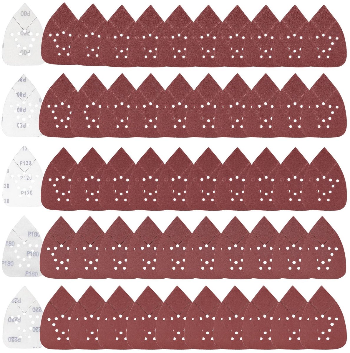 Jhubersproducts - Sandpapier Set - Delta Schuurpapier - 50 Stuks - 135 x 95mm - Voor Houtbewerking - Verschillende Korrelgroottes - Inclusief 12 Gaatj