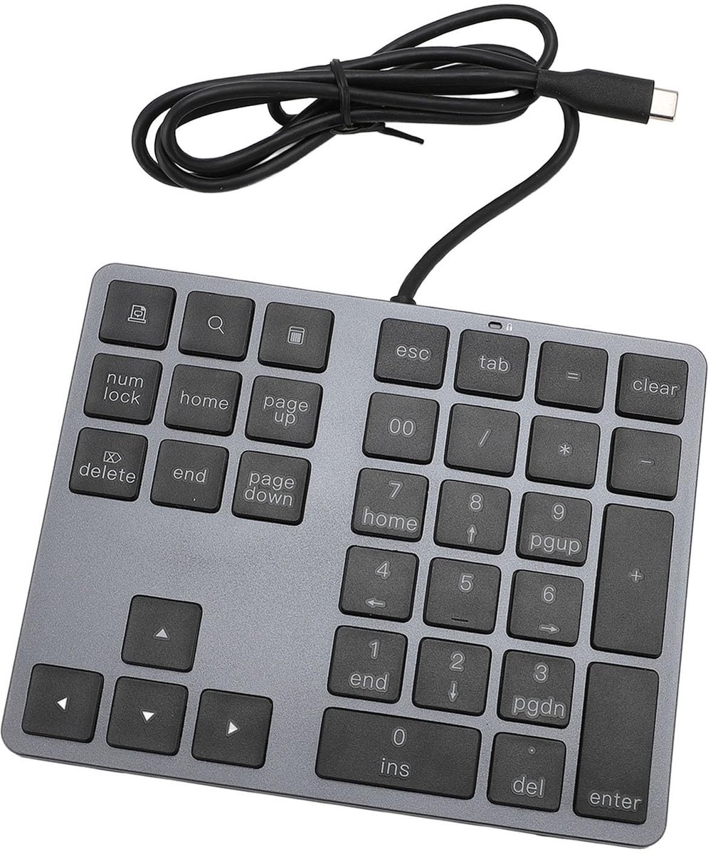 Jhubersproducts - USB C Numeriek Toetsenbord - Bedraad Nummertoetsenbord - Slank en Compact - Zwart - Extern Toetsenbord - Ideaal voor Gegevensinvoer