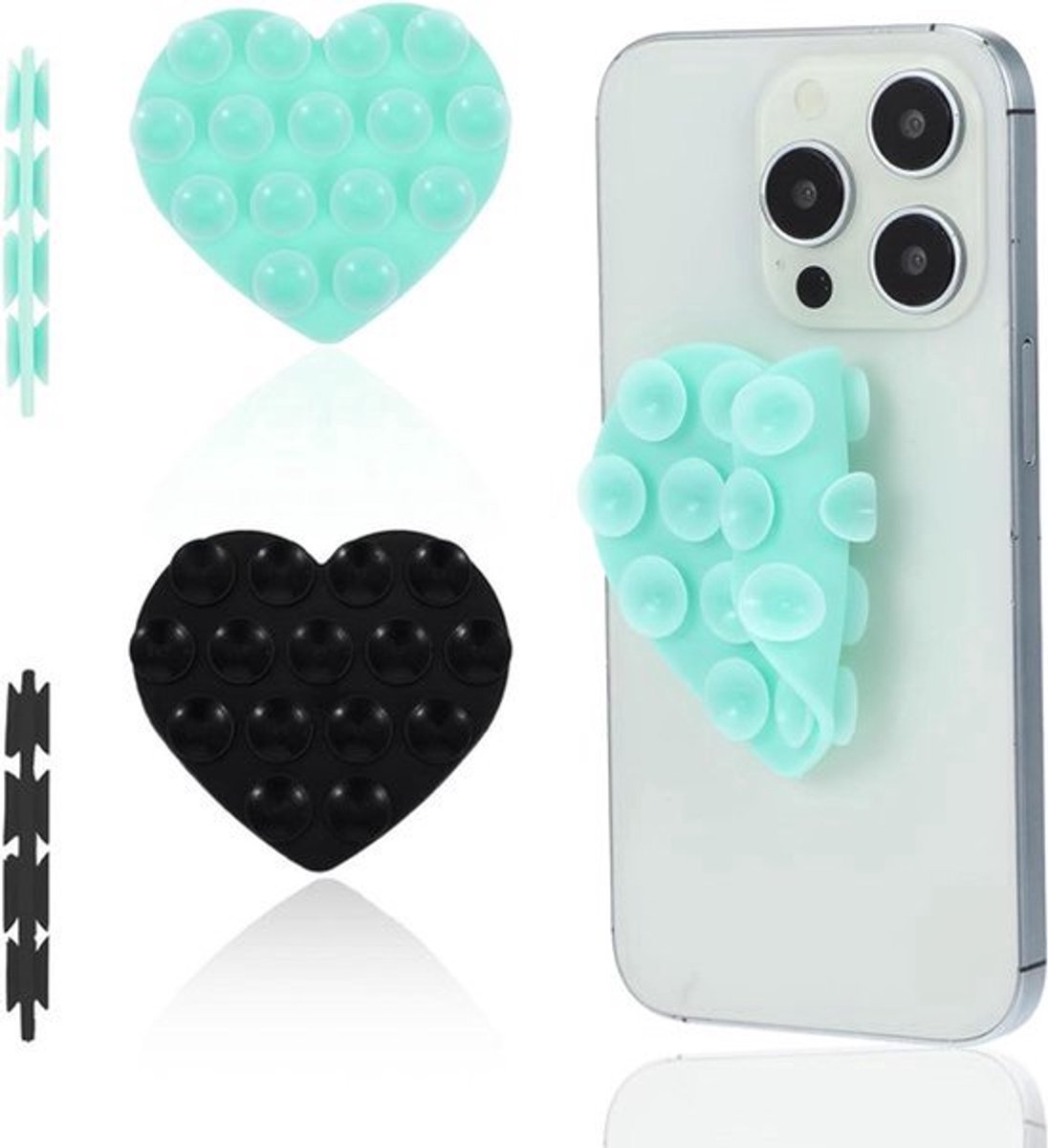 2 stuks kleverige grippy zuignap telefoonhoes - hartvorm siliconen telefoon grip