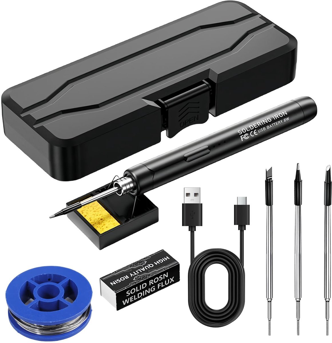 Dailygoods - Draadloze Accu Loodgietijzer Set - LCD Display - Temperatuurinstelling 330°C tot 450°C - Inclusief 3 Tips - Professioneel Gereedschap - V