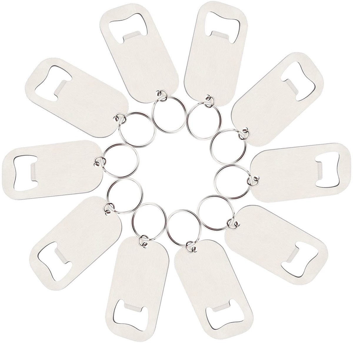 Dailygoods - Roestvrijstalen Bieropener - Flessenopener met Sleutelhanger - Duurzaam en Lichtgewicht - Zilveren Kleur - Perfect voor Outdoor Activitei