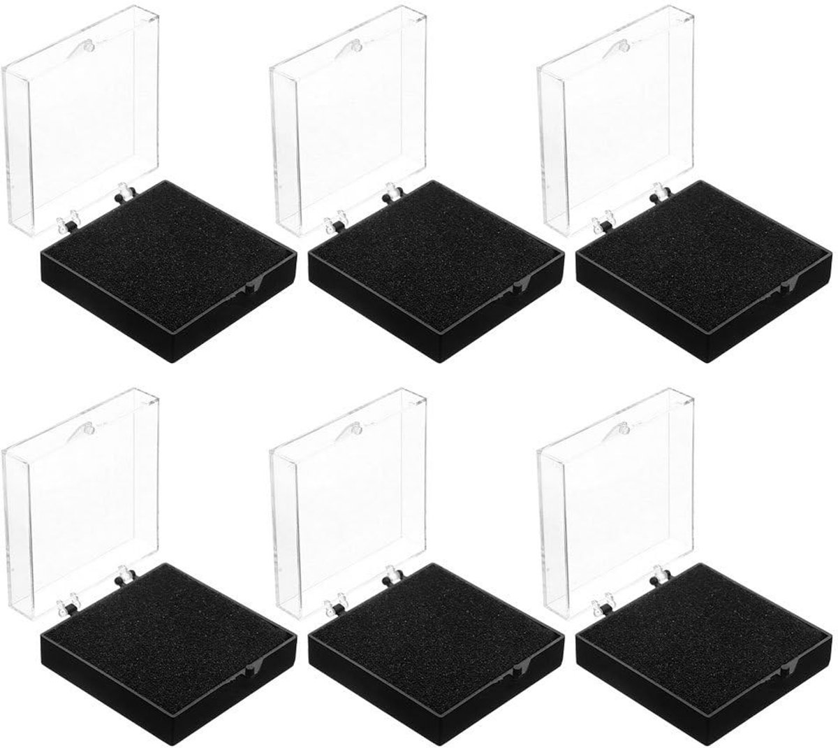 Dailygoods - Transparante Sieradenkistjes - Set van 6 Vitrines - Modern Design - Zwart - Sieradenopslag - Praktische Opbergdoos - Geschikt voor Dames