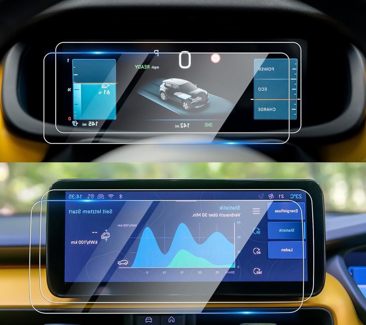 Screen Protector voor Jeep Avenger 2024 2025 - GPS en Dashboard Beschermfolie, Nano Film, Krassenbestendig en Vingerafdrukvermindering, 4H Hardheid, 4 Stuks