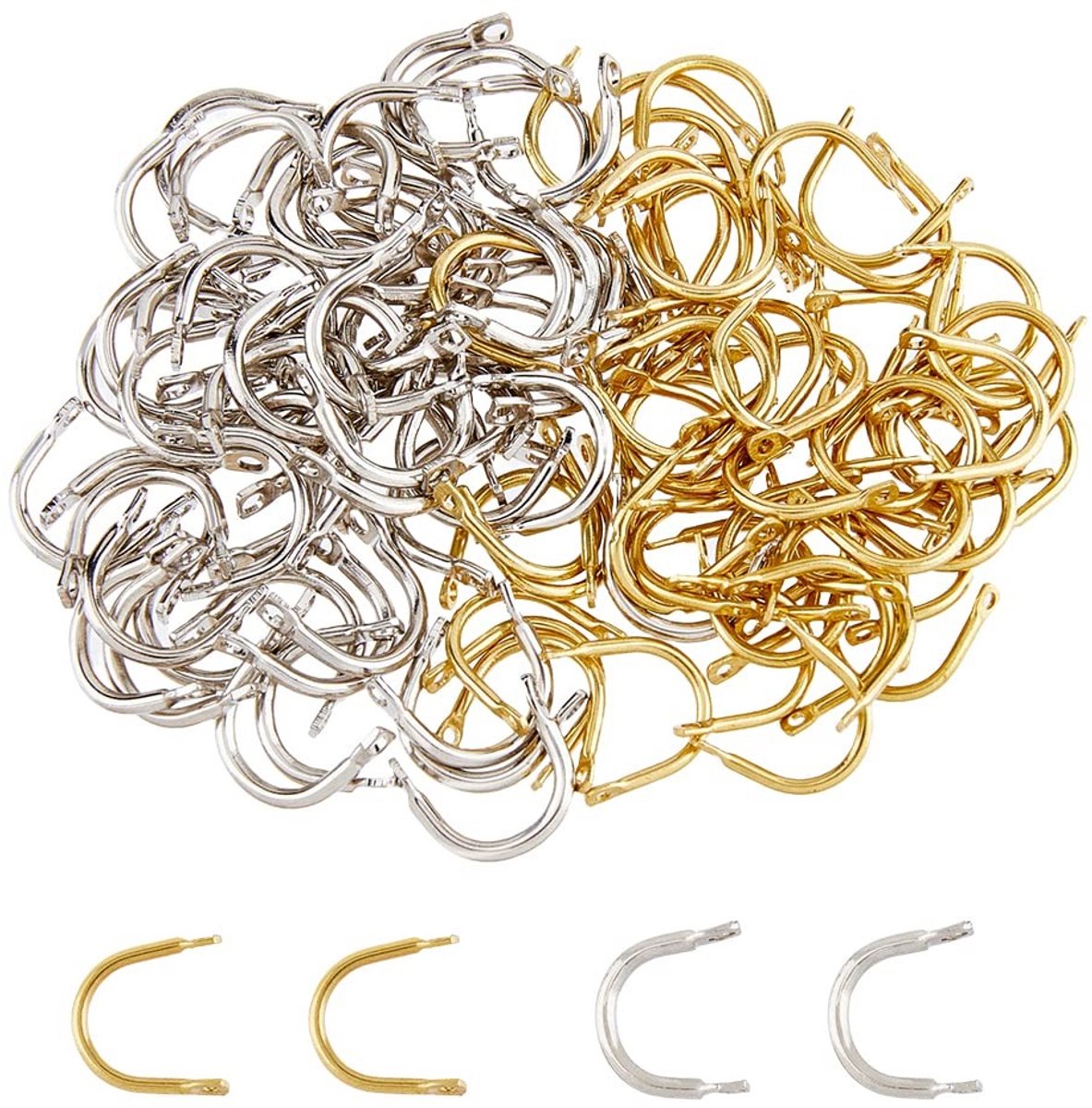 Dailygoods - Vissen Spinner Clevis - Spinnerbait - 120 Stuks - U Vormige Spinner - Goud en Platina - Geschikt voor Vissers - 1mm Gat