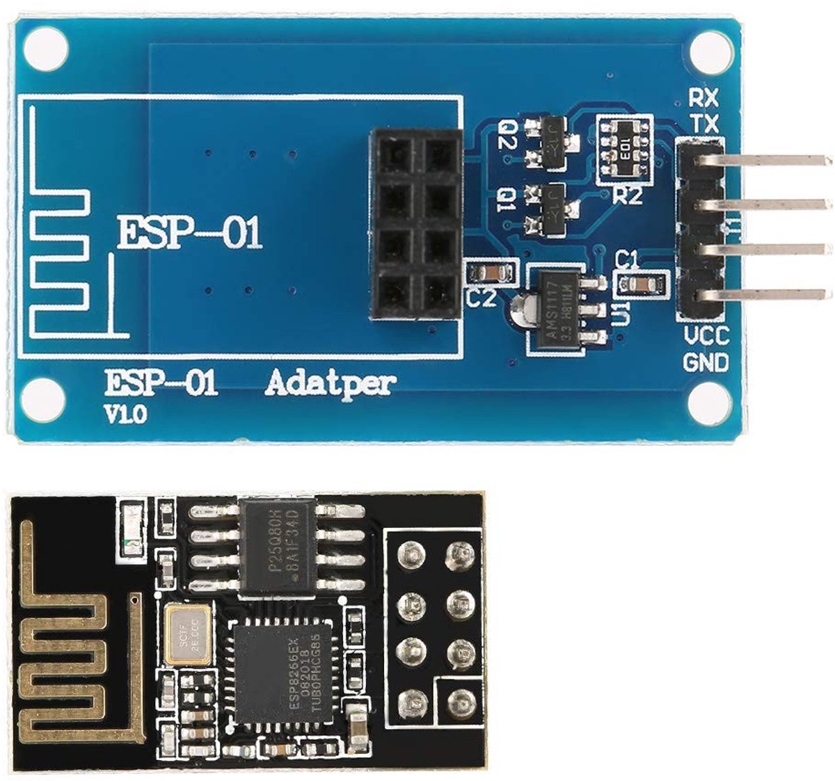 Elzusha - Draadloze WiFi Transceiver Module - ESP8266 ESP-01 - Smart Home Project - Compact en Lichtgewicht - Eenvoudige Installatie - Geschikt voo...