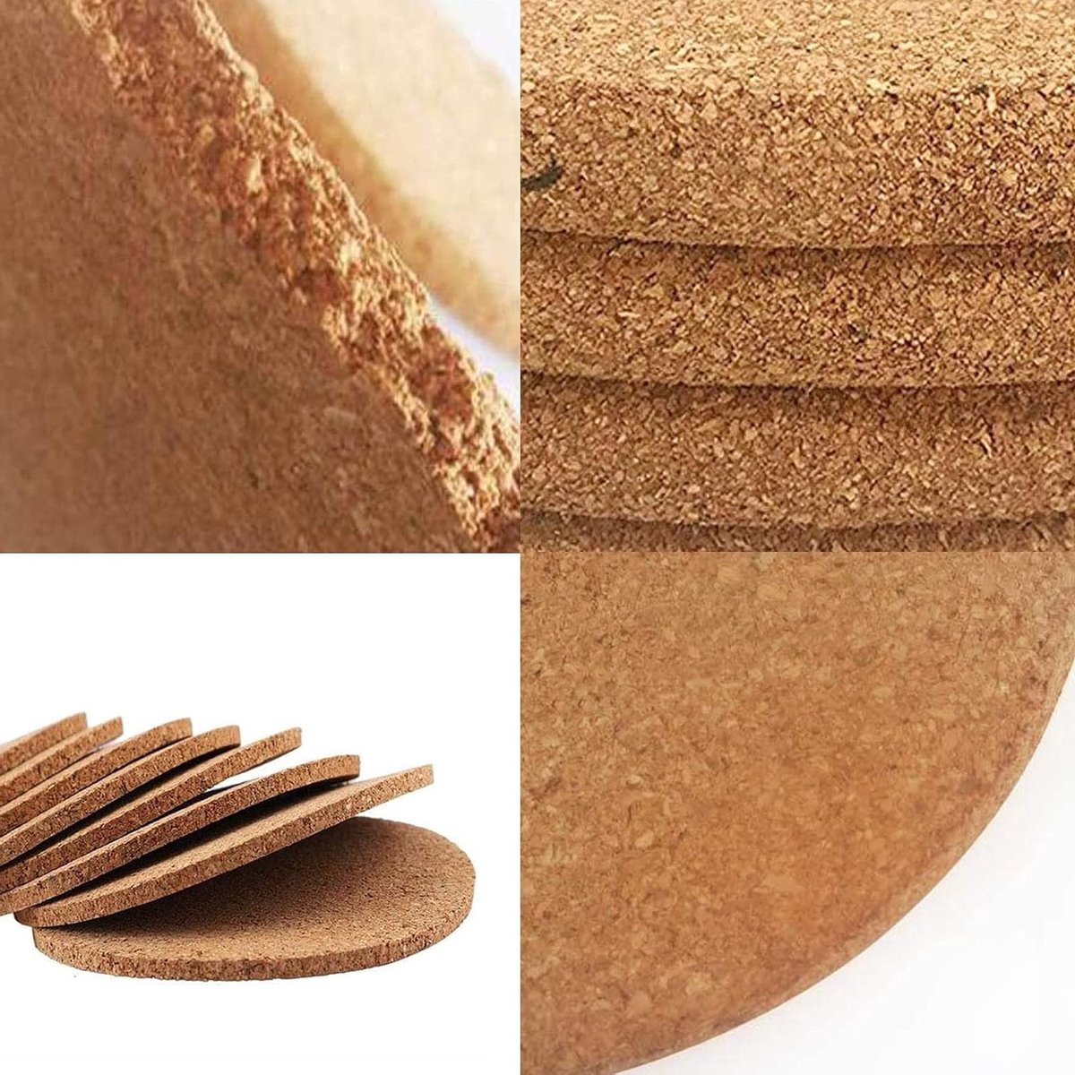 Natuurlijke Kurken Coasters Set van 20 Stuks, Rond en Vierkant, Herbruikbare Onderzetters voor Thuis, Kantoor en Bargebruik
