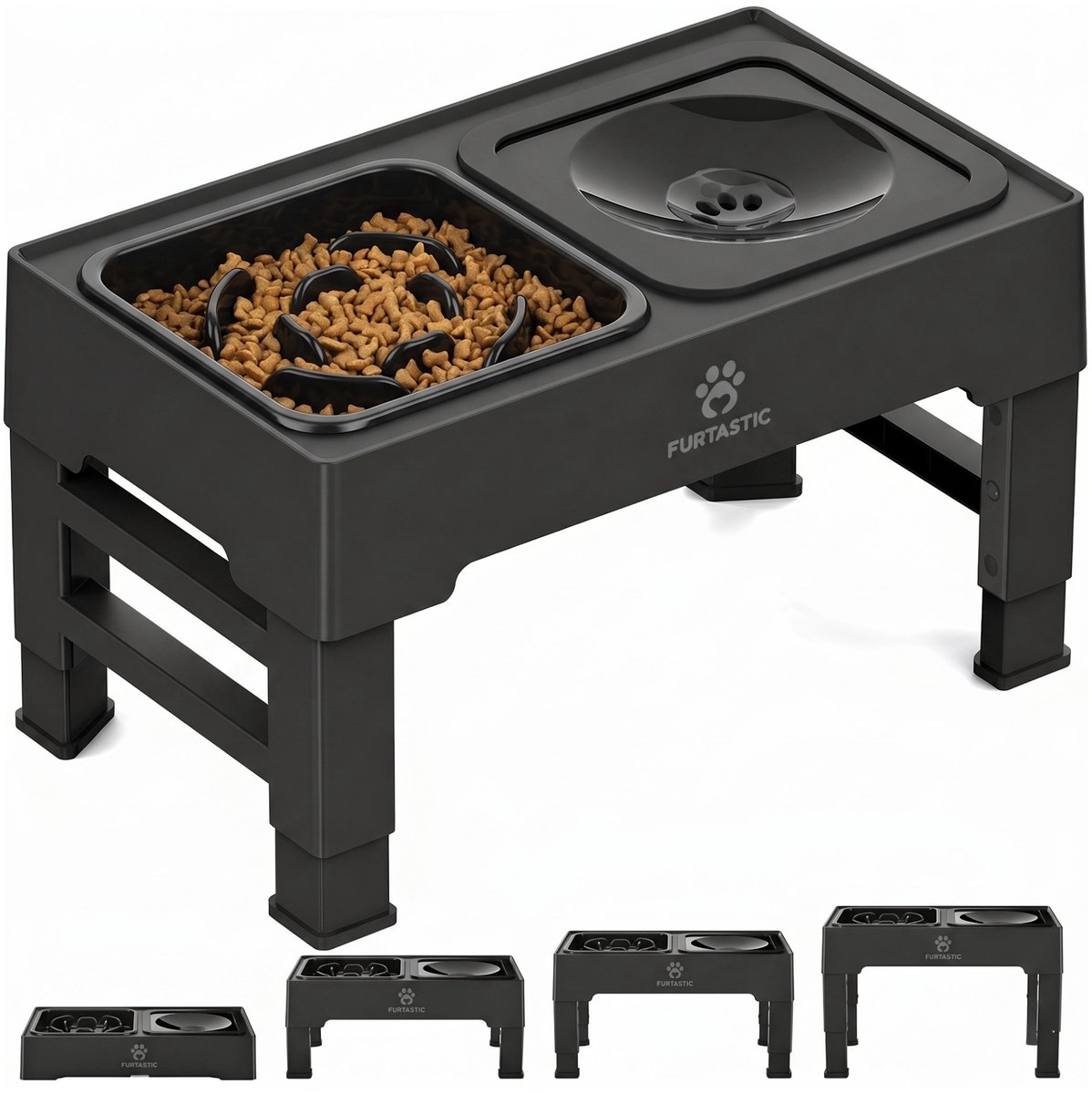 Bol.com FURTASTIC® Voerbak Hond met standaard - Anti-schrokbak Hond + Anti-lek Drinkbak Hond - Verhoogde voerbak - Verstelbaar aanbieding