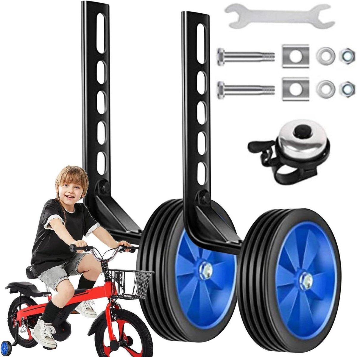 Zijwieltjes Fiets - Oefenwielen Kinderfiets - Leren Fietsen - Verstelbaar Ontwerp - 12-20 inch - Blauw