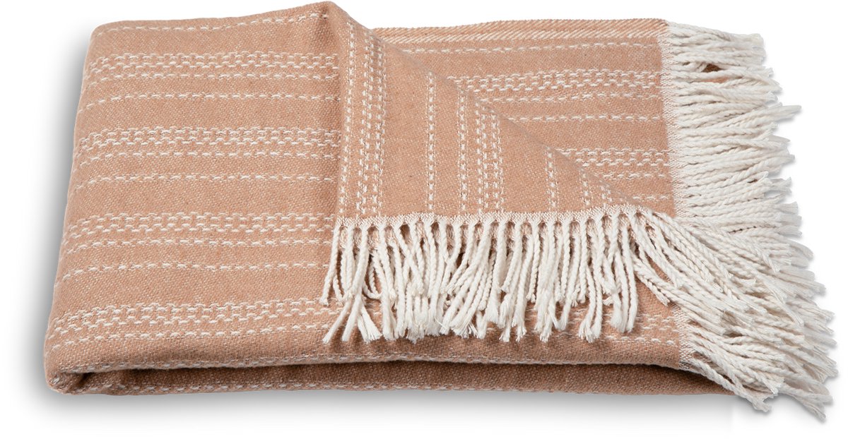 Atmooz Plaid Ember – 150x200cm – Light Brown – Katoenmix – Met Franjes