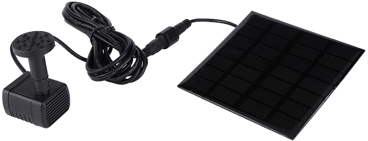 MTTproducts - Solar Fountain - Mini Waterpomp - Decoratief - Zwart - Zonne-energie - Geschikt voor vijver en tuin - pun60gmx5f