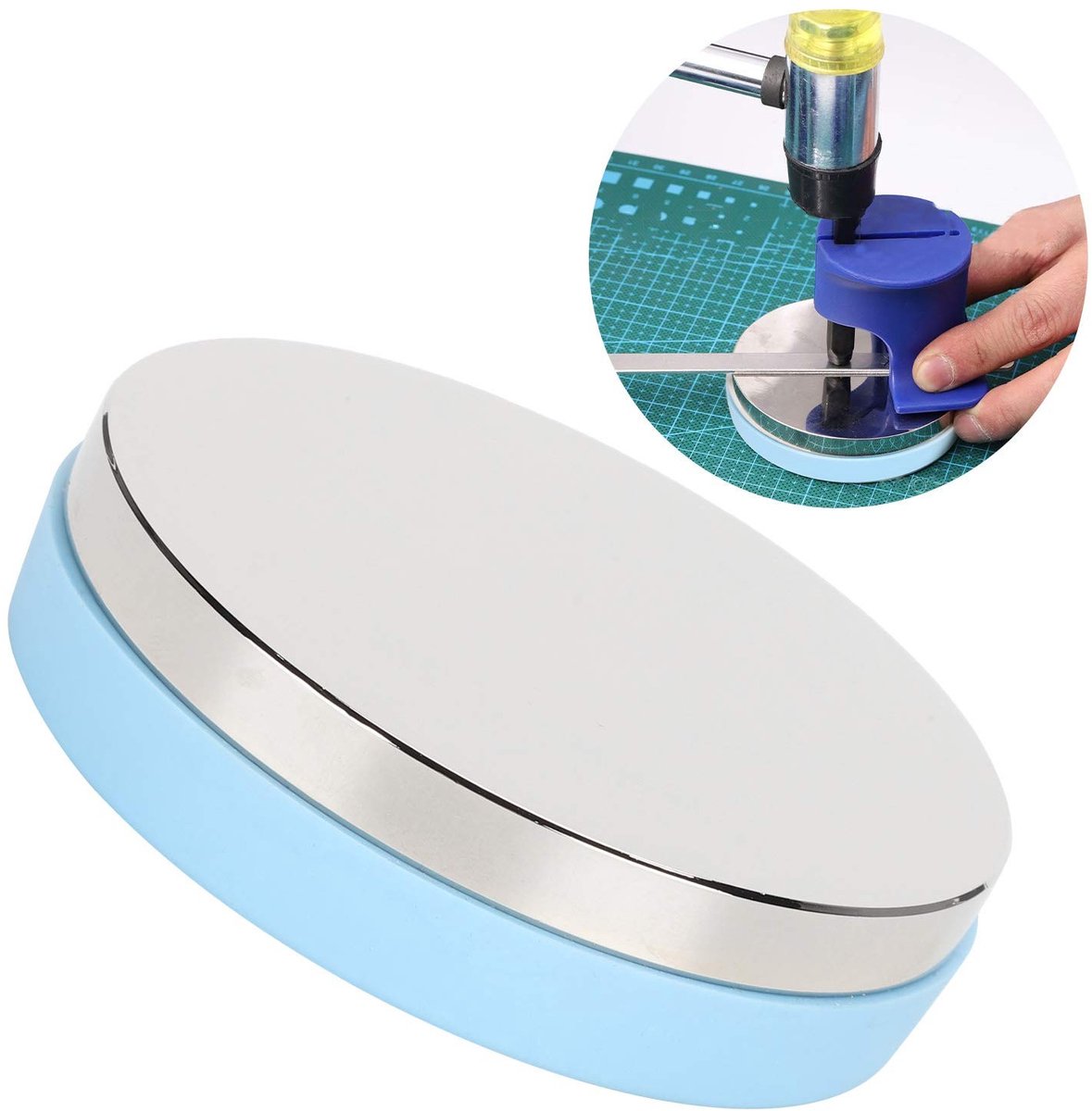 MTTproducts- Stempelbank Ronde Stalen Bank - Rubber Basis - Handgemaakt - Werkpatronen - Sieraden Stempelen - Veilig Gebruik - Stempelblok