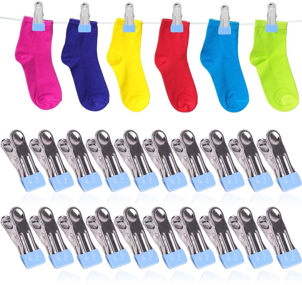 MTTproducts- Handdoekclips 20 Stuks - Roestvrij Staal - Antislip Tanden - Corrosiebestendig - Sterke Grip - Multifunctioneel - Wasknijpers