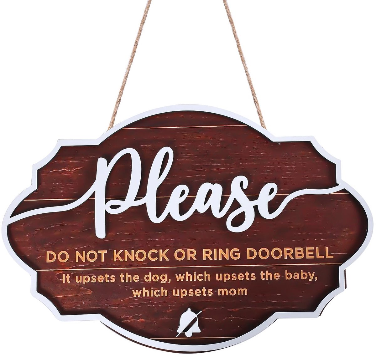 MTTproducts- Deurbord Houtkleur/Wit - Baby Slaapbord - Creatief Ontwerp - 30x20cm - Dichtheidsplaat - Rustige Omgeving - Deurbordje
