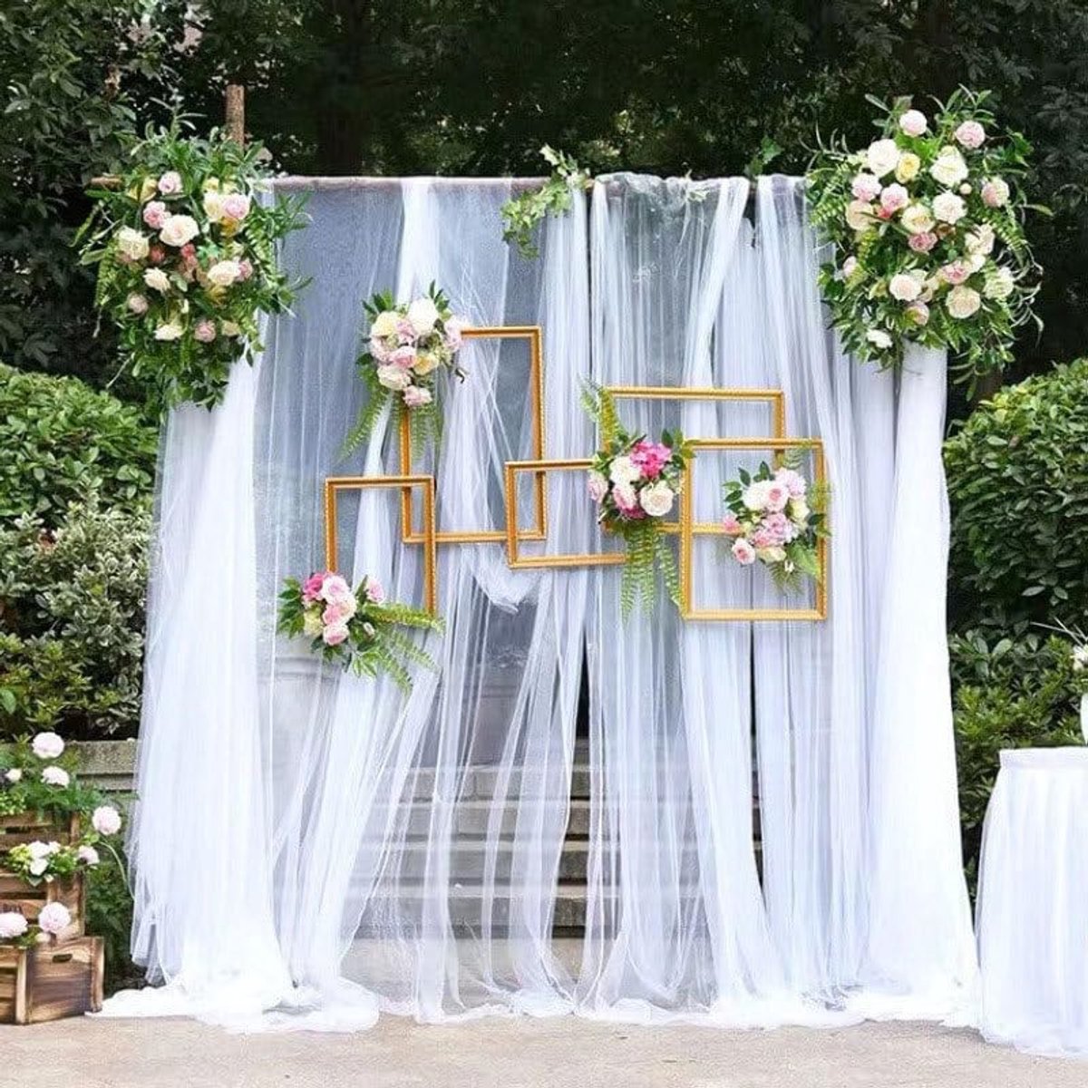 NTH products- Tule Gordijn 3 m x 160 cm - Transparante Stof - Bruiloft Decoratie - Ceremonie Achtergrond - Feest Decoratie - Veiligheidswaarschuwing