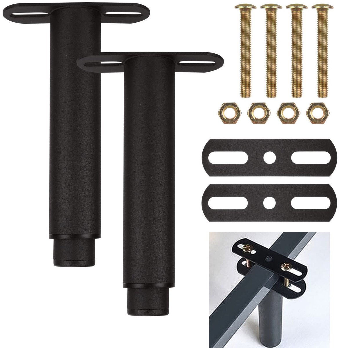 NTH products - Verstelbare Bedpoten - Set van 2 - Hoogte 18 tot 33 cm - T-vorm - Universele Bedvoet - Geschikt voor Lattenbodem - Zwart