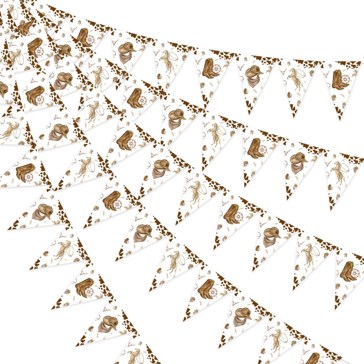 MTTproducts- Cowboy Wimpel Banner 1,8 m - Bruine Cowboy Bandana - Feestdecoratie - Wild Westen - Babyshower - Binnen/Buiten Gebruik - Feestbanner