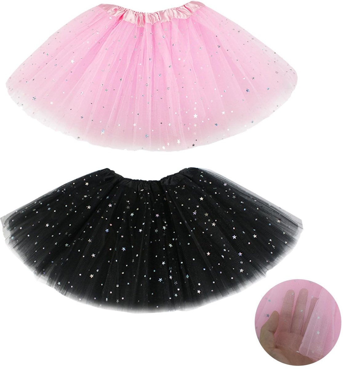 MTTproducts- Tutu-rok 3 lagen - Pailletten - Sterren - Dansrok - Voor meisjes 2-8 jaar - Ademend en lichtgewicht - Prinsessenrok