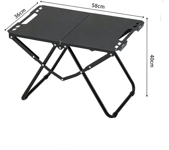 Opklapbare barbecuetafel geschikt voor buitengebruik afmetingen 58*36*40 cm draagbare campingtafel lichtgewicht metalen barbecuetafel met opbergtas geschikt voor kamperen picknicks en barbecues zwart — afbeelding 4