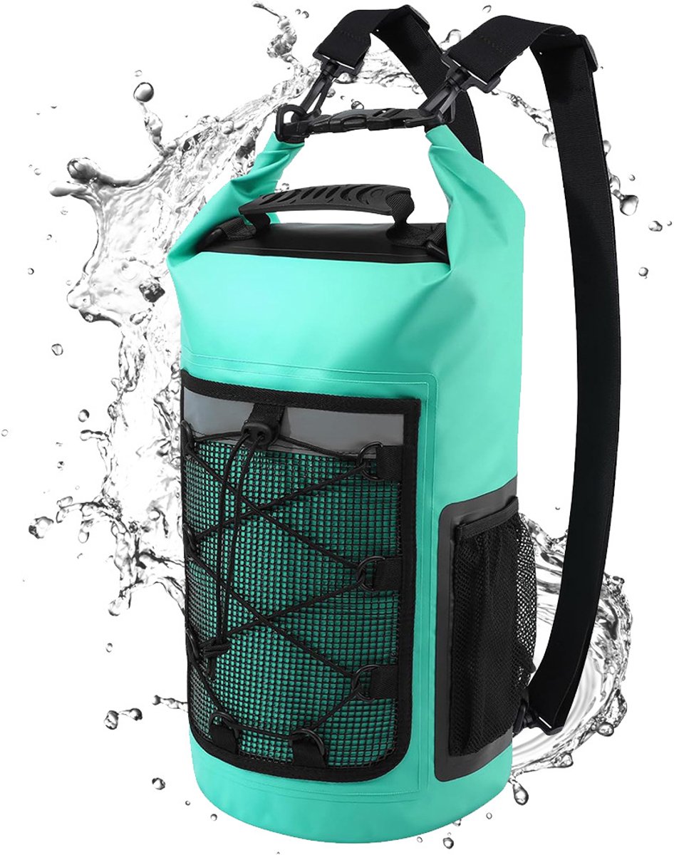 Waterdichte tas -drybag-waterdichte tas zwemmen- 25 liter waterdichte rugzak - Waterdichte kajaktas voor dames - Reistas voor buitenactiviteiten met zeiloverkapping - Geschikt voor varen, kajakken, vissen, wandelen en raften - Blue Lagoon
