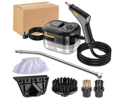 UFTA Stoomreiniger 2500W - Smart Airco voor Keuken & Auto - 10 Sec Opwarmen - 3BAR 105°C 6 Standen 2,2m 99,9% Bacteriën - Zwart