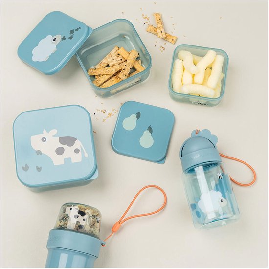 Done By Deer Drinkfles Met Rietje - Tiny Farm - Blue van Done by Deer — afbeelding 2