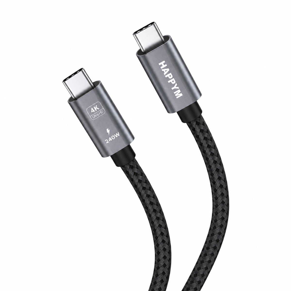 USB C naar USB C Kabel 2 Meter – USB 3.2 – 240W Snelladen – 20Gbps – 4K 60Hz – Nylon Gevlochten