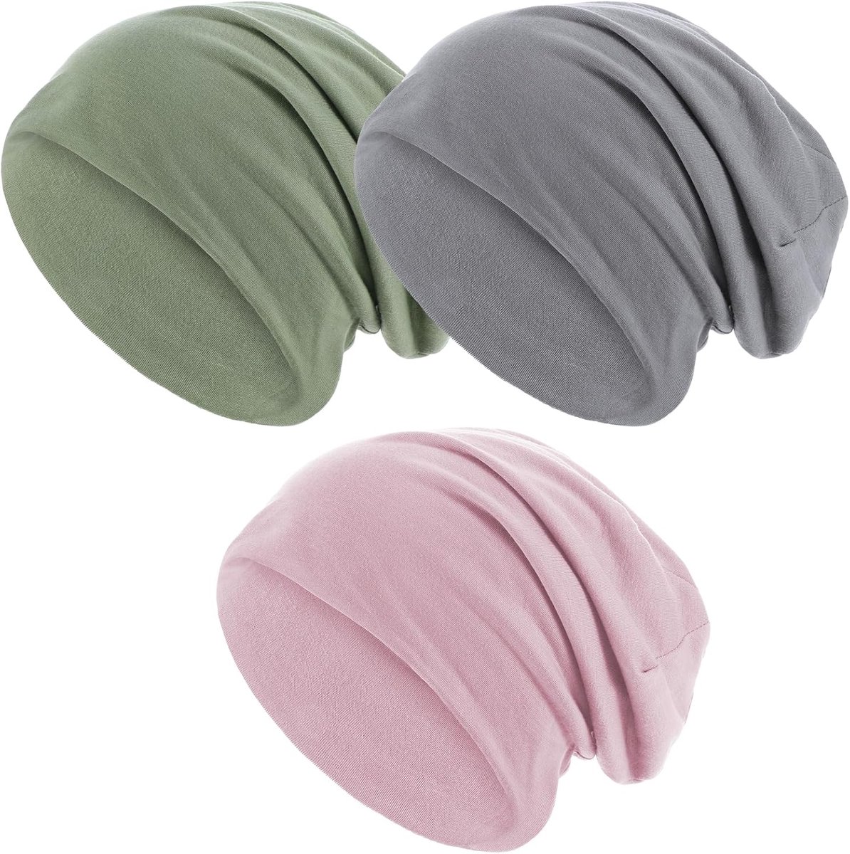 3-Pack Zachte Slouchy Muts voor Mannen en Vrouwen, Dunne en Rekbare Hoofdbedekking