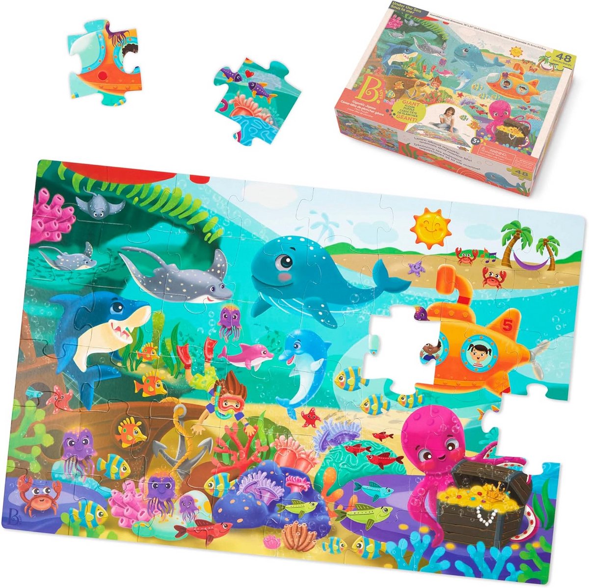 Gigantische 48-delige Underwater Puzzel voor Kinderen vanaf 3 Jaar - Vloerpuzzel van 61 x 91 cm