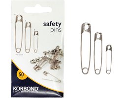 Korbond - 50 stuks veiligheidspeld Pack, nikkel, verpakking kan variëren