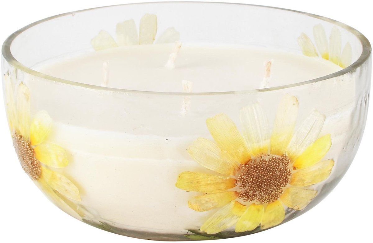 dekoratief Geurkaars 'Sunflower', glas/wax, 15x15x7cm | A268155 transparant