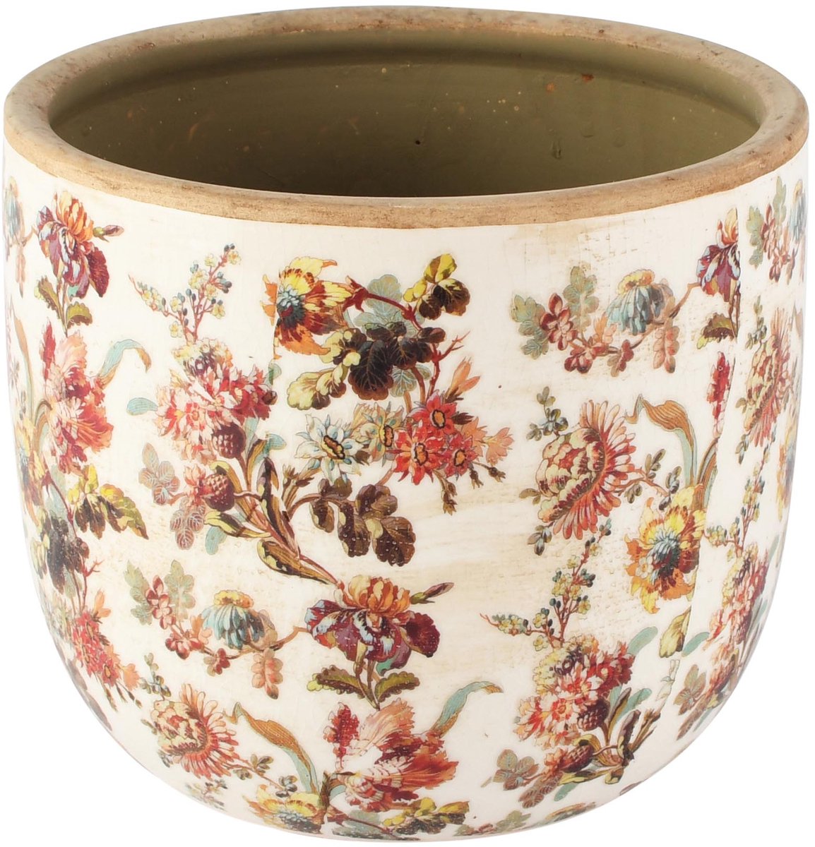 Dekoratief | Bloempot 'Baroque Flowers', keramiek, 16x16x14cm | A265454