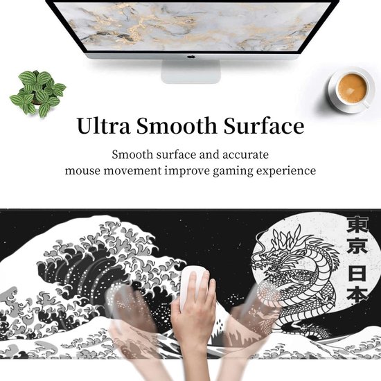 Extra Grote XL Gaming Muismat met Tokyo Golfslagpatroon - Antislip en Geschikt voor Kantoor — afbeelding 3