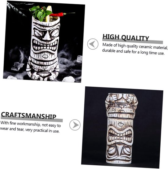 ABOOFAN Hawaii Tiki Cup keramische koffiekop keramische wijnbeker cocktail glazen keramische mok koffie mokken wijnglazen cocktail beker water mok keramiek cocktailglas wit — afbeelding 5