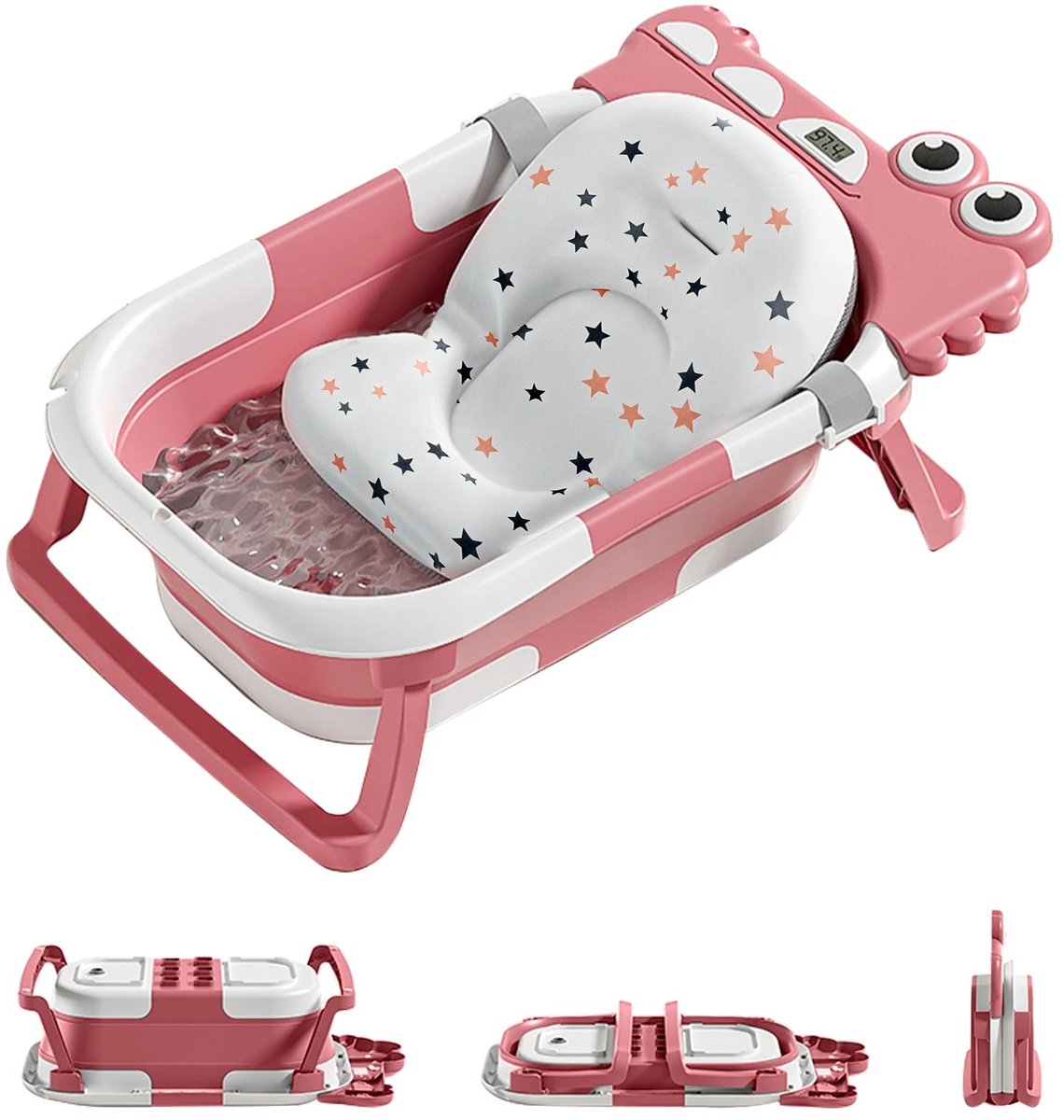 Dailygoods Opvouwbaar babybadje met babybadkussen en ingebouwde thermometer – Kinderbadje met babybadmat - AliExpress 15