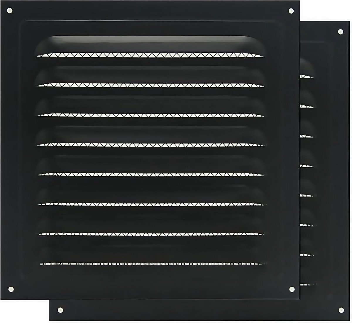 2 Stks Zolder Vent Soffit Vent Muur Vent Metalen Schuur Vent Vierkante Vent Luifel Vent Grille met Ingebouwde Insectenscherm voor Home Improvement Vent Duct Cover, 25x25cm