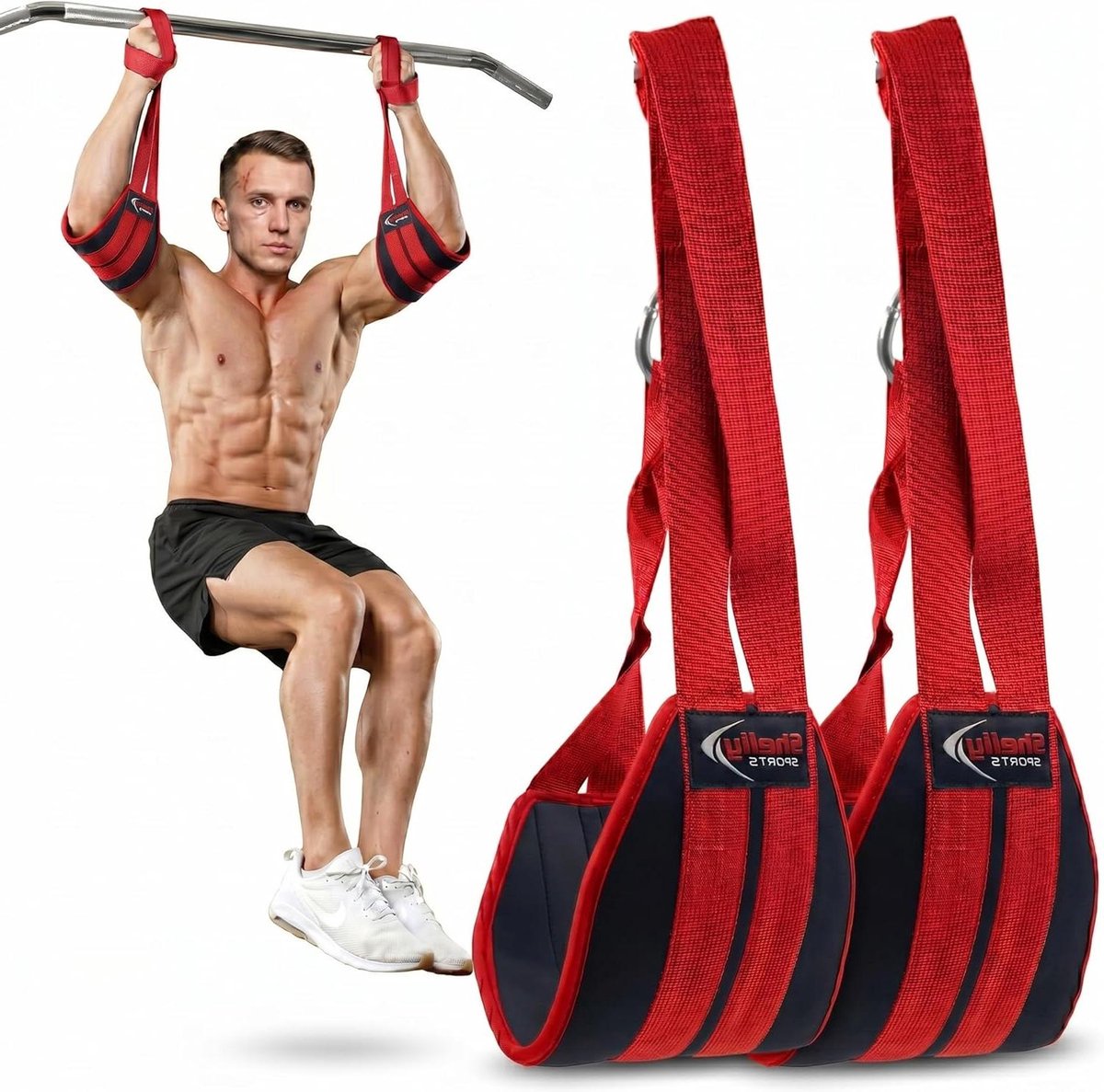 Ab Slings Bandjes - Hangende Buikbanden - Buikspieren Trainen - Dubbele Elleboog Ondersteuning - 2 stuks - Rood