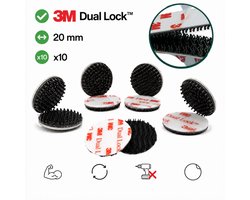 3M Dual Lock Zelfklevende Rondjes 20 mm – 10 Stuks – Heropenbare Klikbevestiging zonder Boren – Zwart